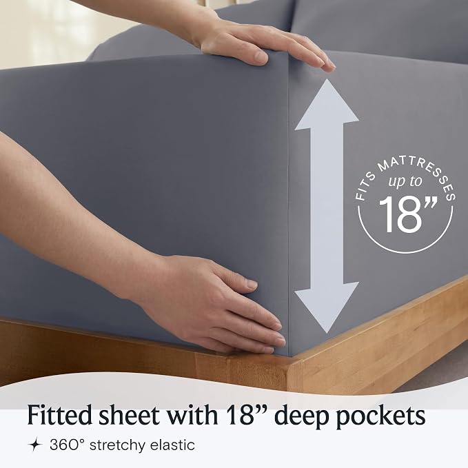 LuxClub 4 PC Queen Sheet Set, Bed Sheets Queen Size, Deep Pockets 18" Wrinkle - Image 6