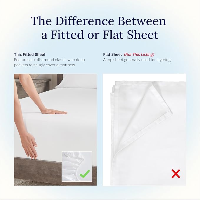 California Design Den Fitted Sheet Twin Cotton, Soft 400 Thread Count 100% - Image 6
