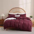 JSD Burgundy Duvet Cover Set Full Size, 3 Piece Duvet Cover by JSD