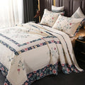 Quilt Set Floral Leaves 3D Embroidery Pattern 3 PCS Cotton Reversible Quilted by ROOMLIFE