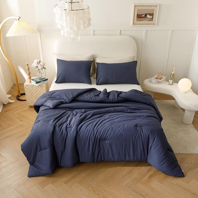 ROSGONIA Navy Blue Comforter Set Queen - Image 7