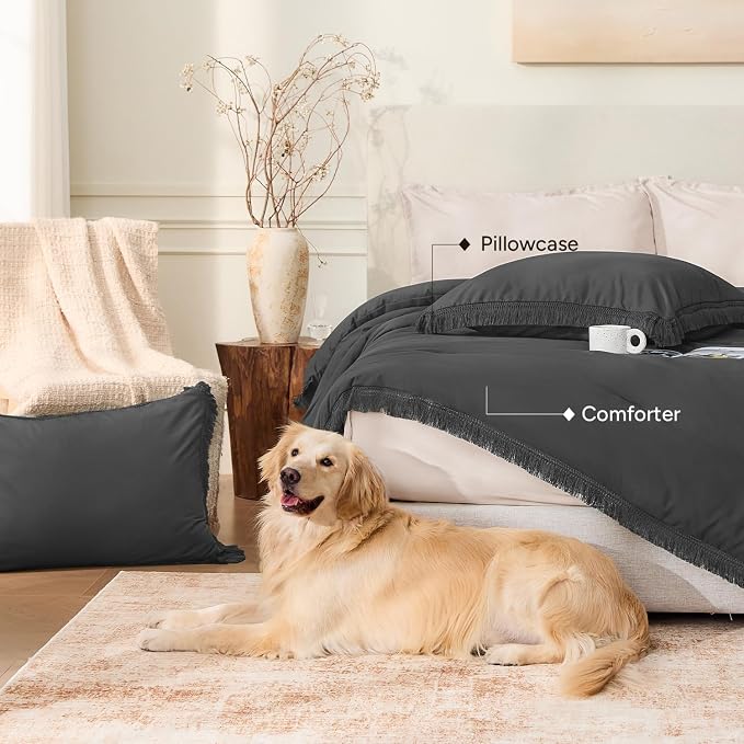 Andency California King Comforter Set Dark Grey - Image 5