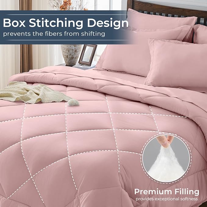 HEVUMYI Dusty Pink King Comforter Set - Image 4