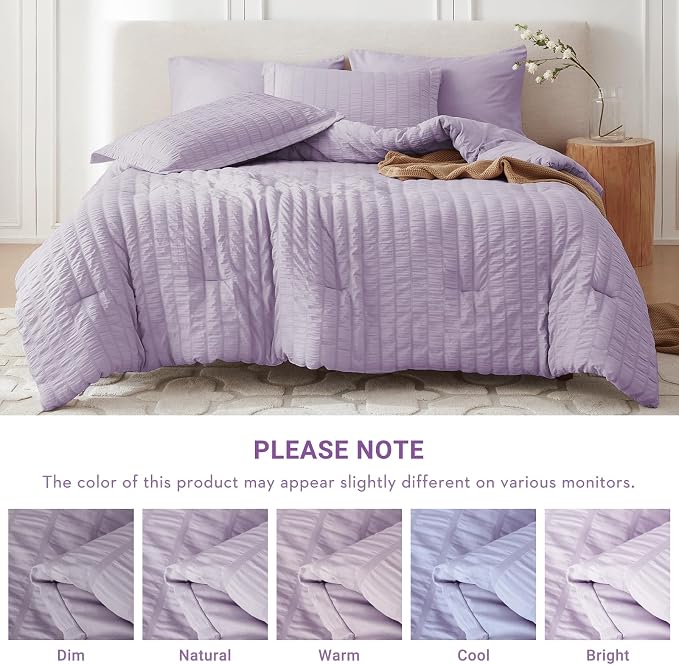 MUXHOMO 7 Pieces Full Comforter Set, Seersucker Bed in a Bag Full Size - Image 5
