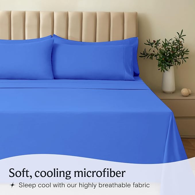 LuxClub 5 PC Sheet Set Bed Sheets Deep Pockets 16" Eco Friendly Wrinkle Free - Image 3
