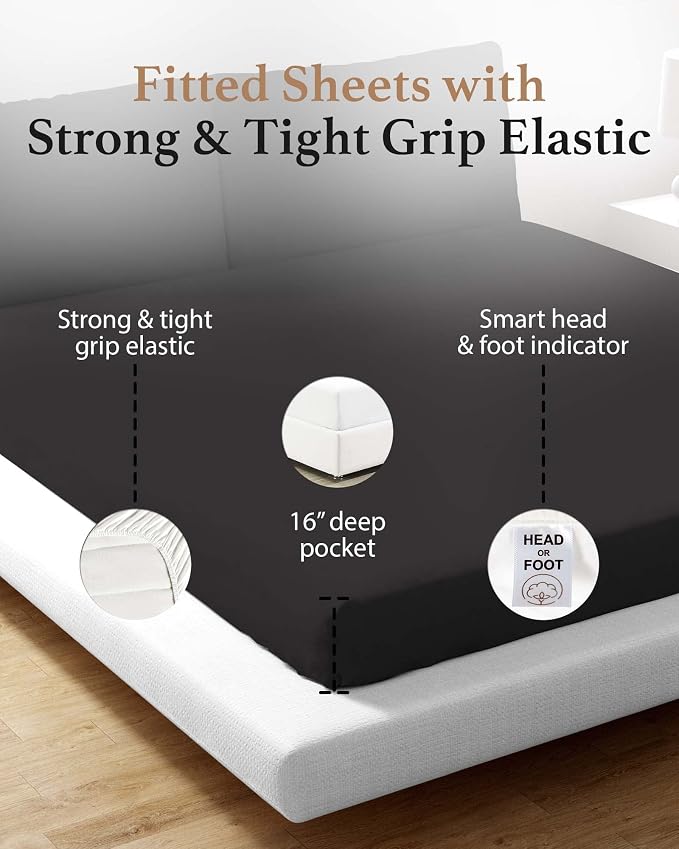 1000 Thread Count Dark Gray Queen Fitted Sheet Only Deep Pocket, Egyptian - Image 3