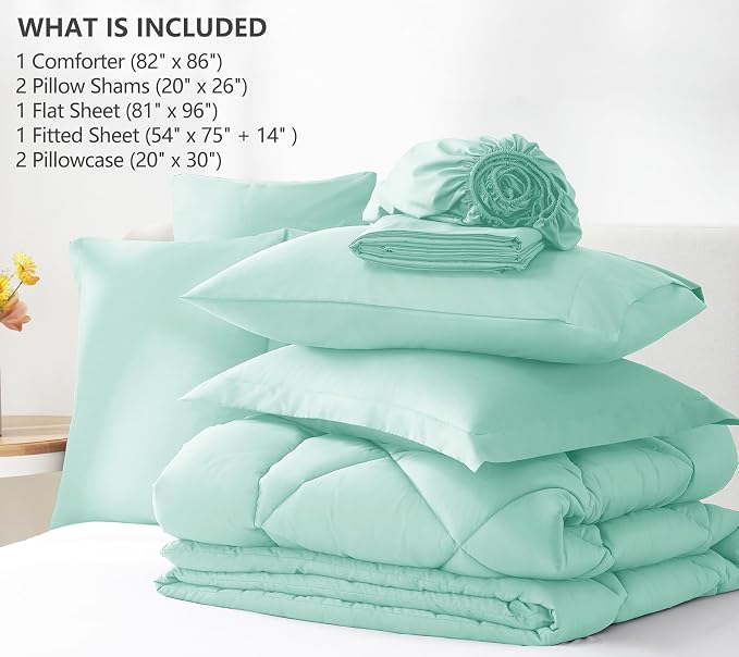 CozyLux Full Size Comforter Sets Mint Green - Image 6