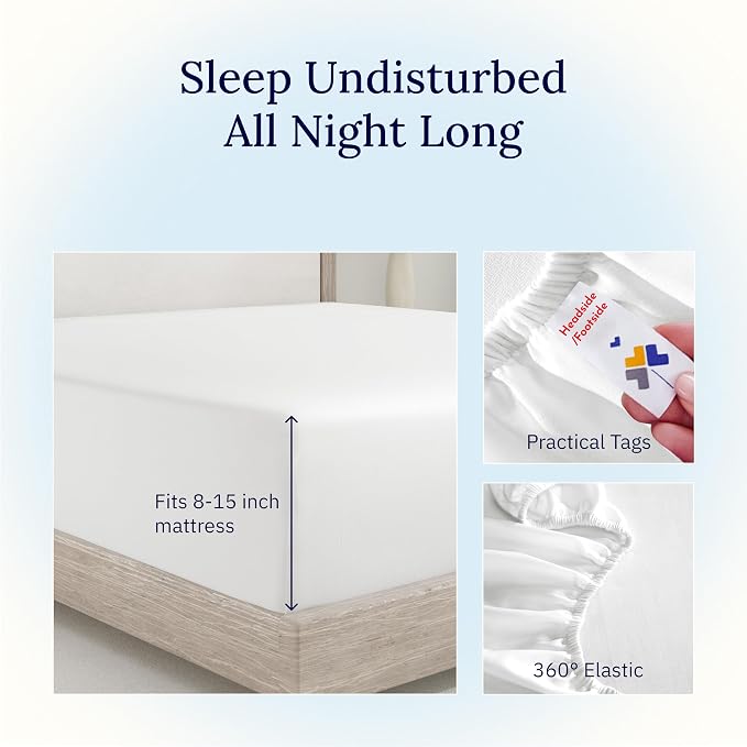 California Design Den Twin Fitted Sheet, Soft 400 Thread Count 100% Cotton - Image 7