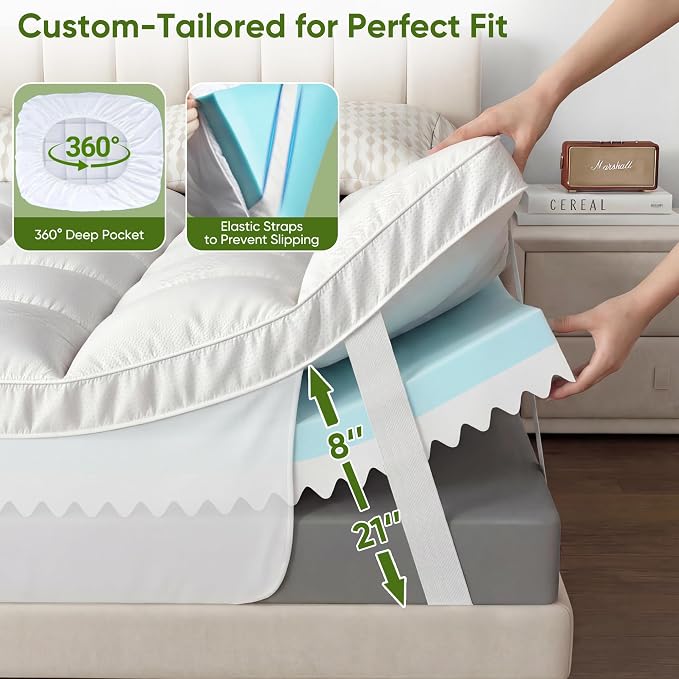 5 Inch Full Size Mattress Topper, Memory Foam Mattress Toppers -2.5" Cooling - Image 6