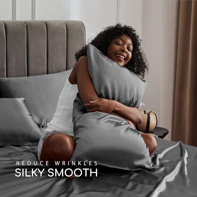 MR&HM Satin Bed Sheets, Full Size Sheets Set - Image 3