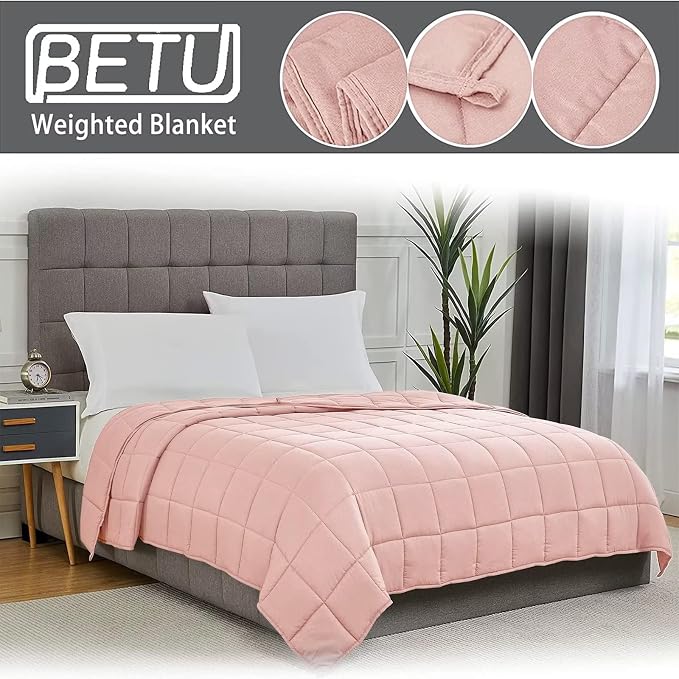 Pink Weighted Blanket for Adults 25lbs, Cal King Cooling Heavy Throw Blanket - Image 4