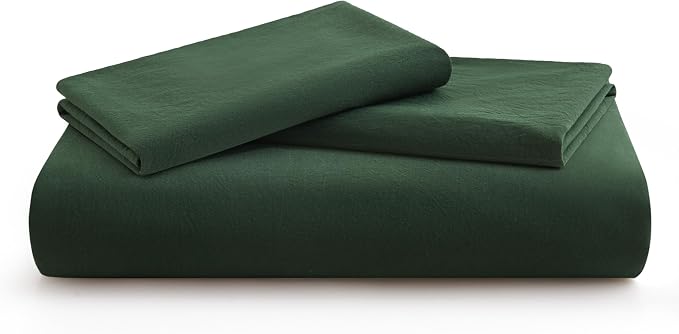 LOVQUE Forest Green Duvet Cover Full Size, 100% Washed Cotton Linen Like - Image 7