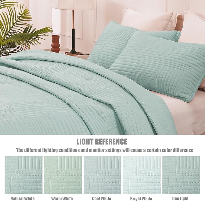 Whale Flotilla Ultra Soft Queen Quilt Bedding Set, Lightweight Microfiber Aqua - Image 5