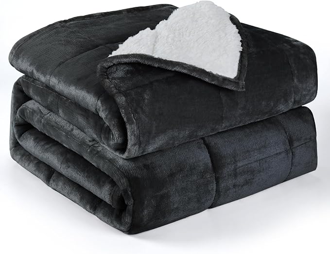 Alomidds Sherpa Fleece Weighted Blanket, Twin 15lbs Adult Weighted Blankets by Alomidds