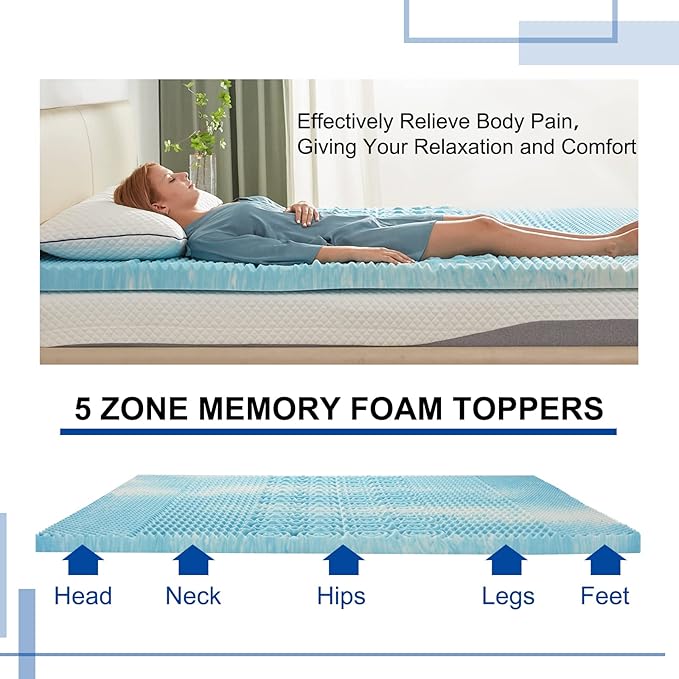 SINWEEK 2 Inch Memory Foam Mattress Topper Twin XL, Twin Extra Long Mattress - Image 6