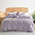 Wake In Cloud - Cotton Duvet Cover Set, Queen Size, Light Purple, 100% Washed by WakeInCloud