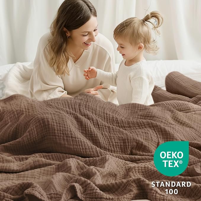100% Cotton Muslin Blanket King 108" x 90", Breathable and Lightweight Cotton - Image 5