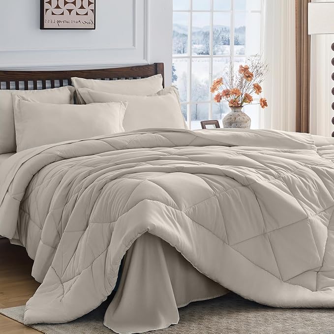 HEVUMYI Oatmeal Twin-XL Comforter Set by HEVUMYI