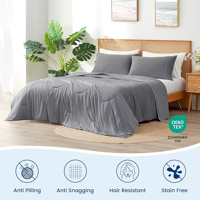 Cozy Bliss Cooling Comforter Cali King Size, Reversible Lightweight Cooling - Image 6