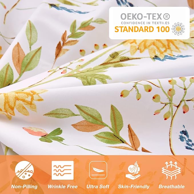 JSD Yellow Floral Duvet Cover Set Queen Size, 3 Piece Spring Printed Microfiber - Image 6