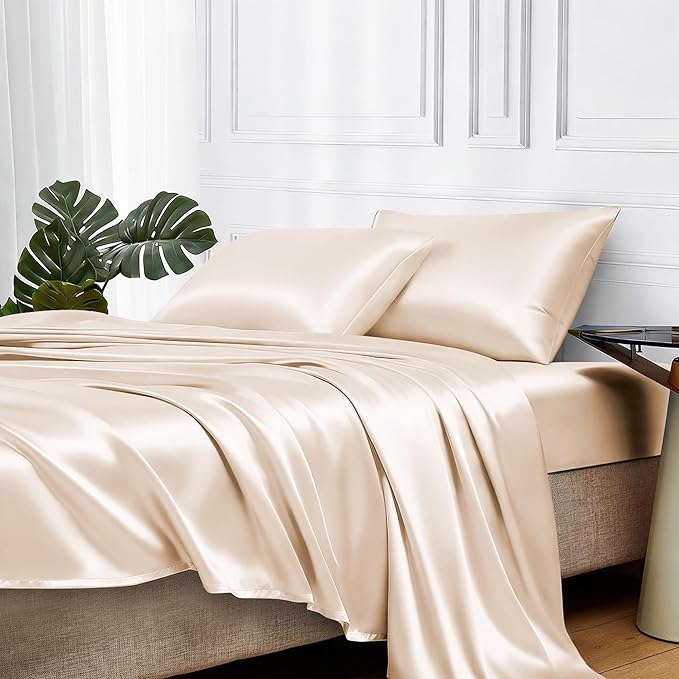 MR&HM Satin Bed Sheets, King Size Sheets Set by MRHM