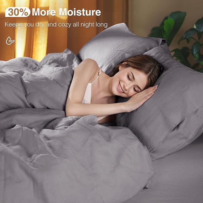 SONORO KATE 100% French Linen Duvet Cover, Soft Breathable - Image 3