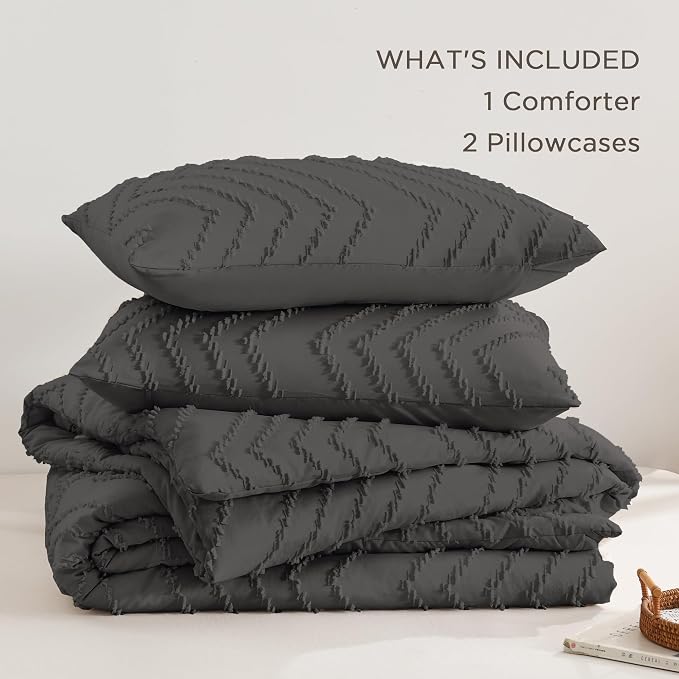 Andency Dark Grey Oversized Super King Plus Comforter Set 128x120, Extra Large - Image 6