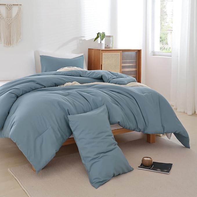 ROSGONIA Dusty Blue Comforter Set Queen - Image 5