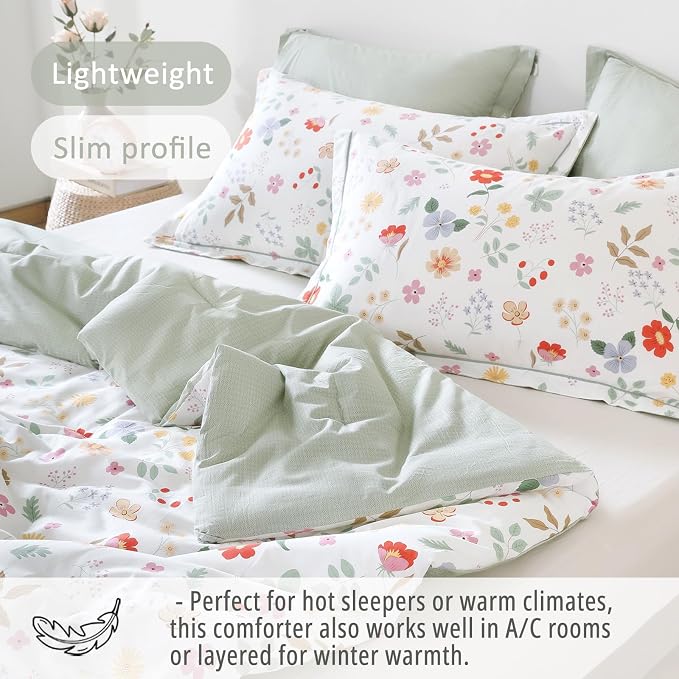 LEMIROE Botanical Cotton Comforter King Size 3Pcs - Image 4