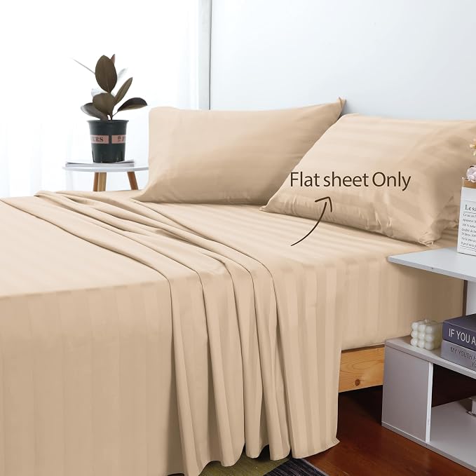 Cotton Twin Flat Sheet Only, 600 Thread Count 100% Egyptian Cotton Top Sheet - Image 2