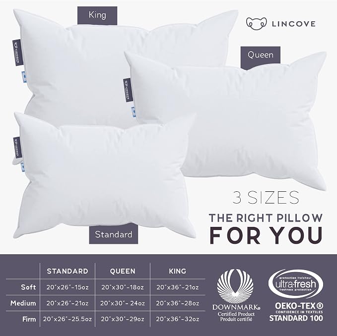 Lincove Cloud Natural Canadian Down Pillow, 500 Thread Count Cotton Shell - Image 6