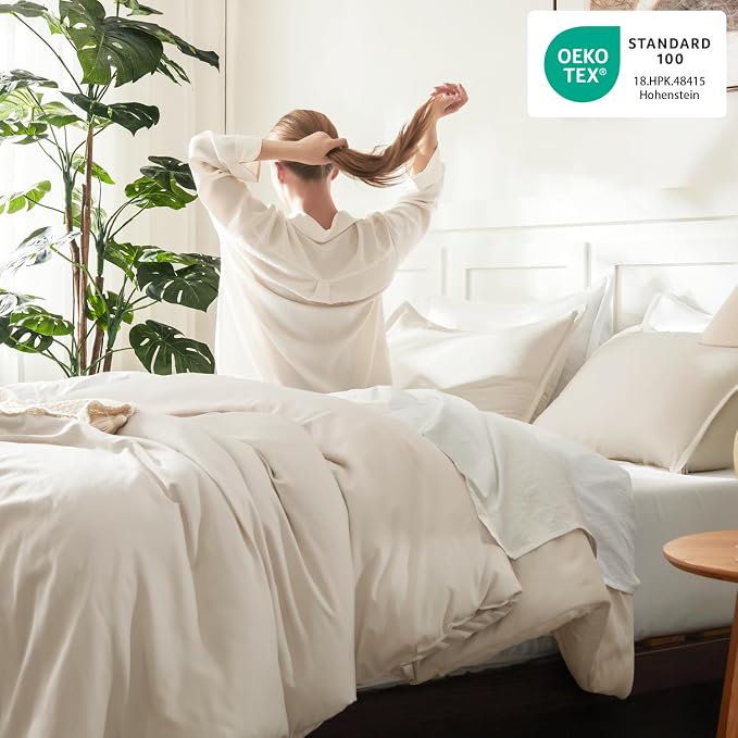Litanika Full Size Comforter Sets Beige, 3 Pieces Lightweight Bedding Comforter - Image 4