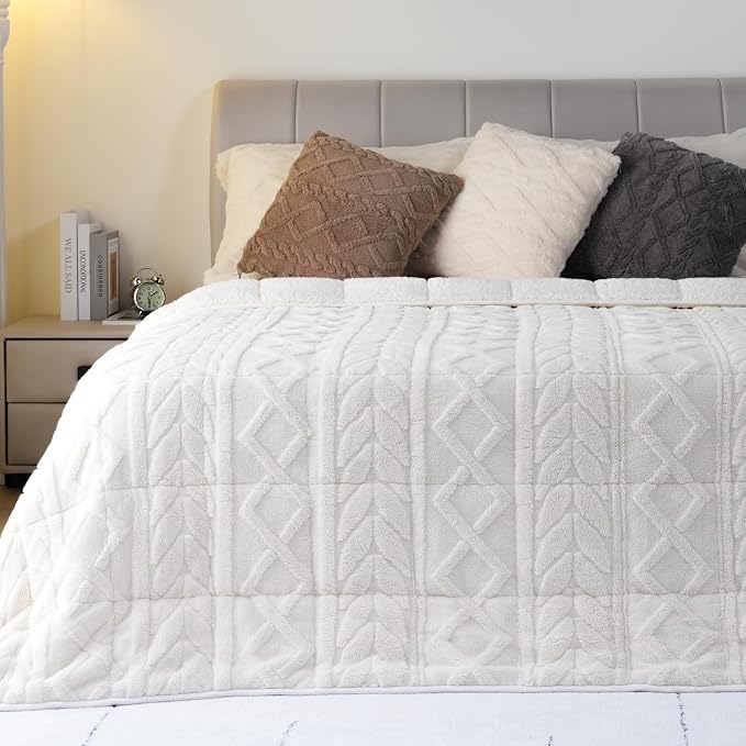 Cottonblue Jacquard Sherpa Weighted Blanket 20lbs - Image 8