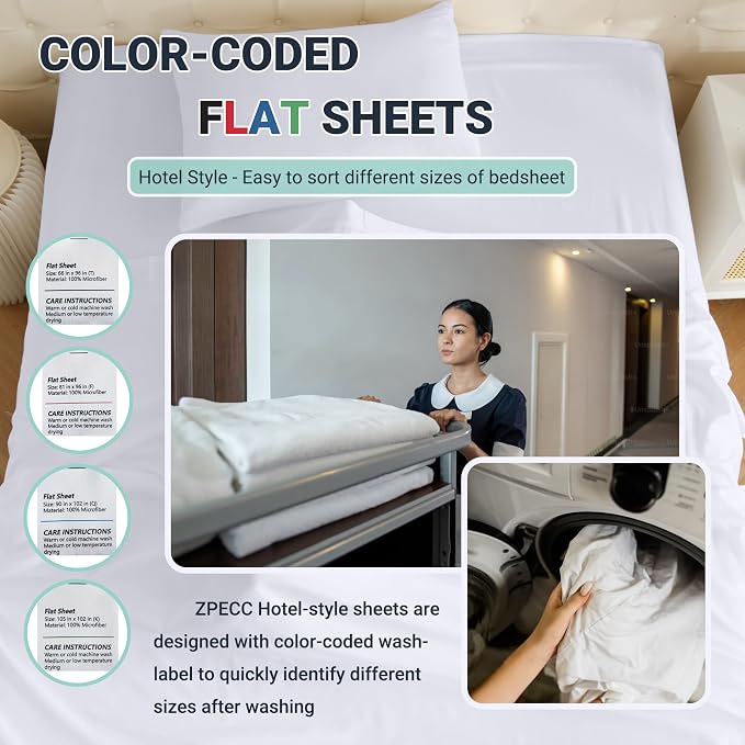 ZPECC Queen Flat Sheet Only 6 Pack, Durable Lavender Top Bed Sheets - Image 3