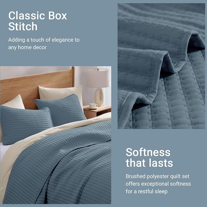 WRENSONGE King Size Quilt-3 Pieces Lightweight Bedspreads Oxford Blue King - Image 5