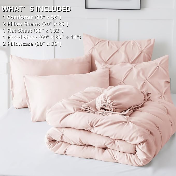 CozyLux Oversized Queen Comforter Sets Peach Pink, 7 Pieces Oversized Queen - Image 7
