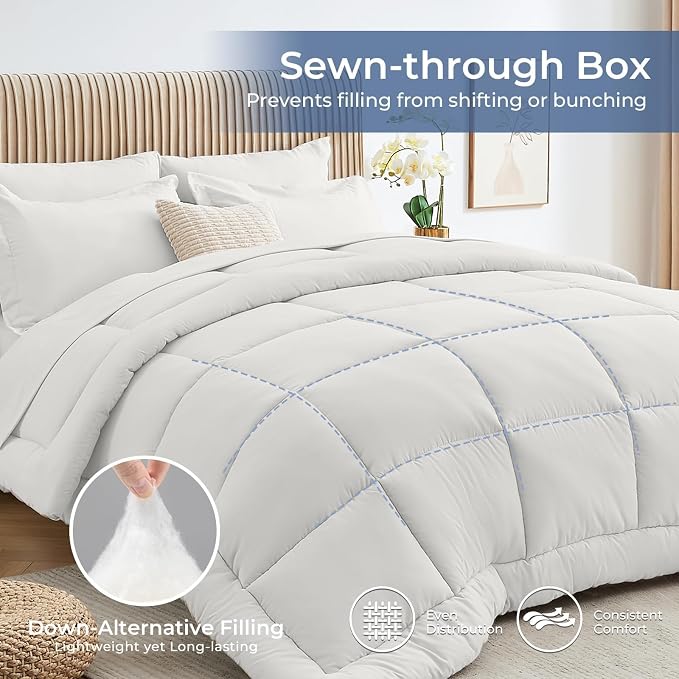 Sasttie Queen Comforter Set, 7 Pieces Bed in a Bag Queen, Complete Bedding Set - Image 3