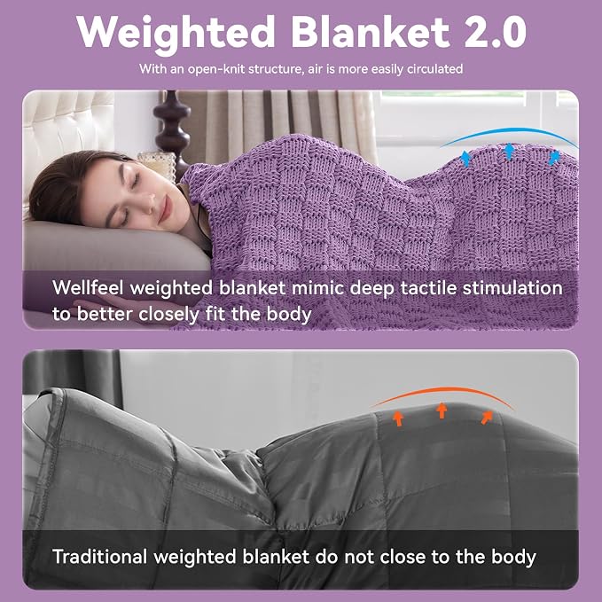 Knitted Weighted Blanket for Adult, No Beads Heavy Blanket 50” x 60'' 10lbs - Image 8