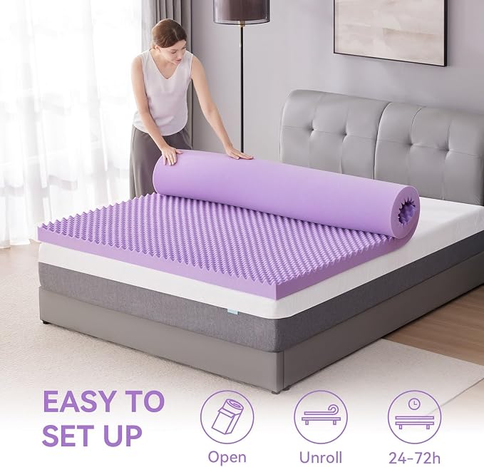 SINWEEK 2 Inch Egg Crate Memory Foam Mattress Topper Twin Size, Soft Mattress - Image 6