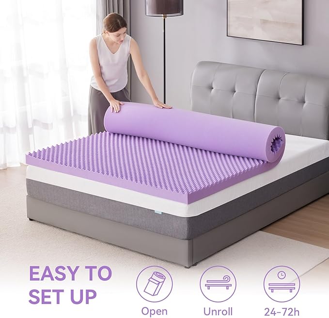 SINWEEK 3 Inch Egg Crate Memory Foam Mattress Topper Full Size, Soft Mattress - Image 6