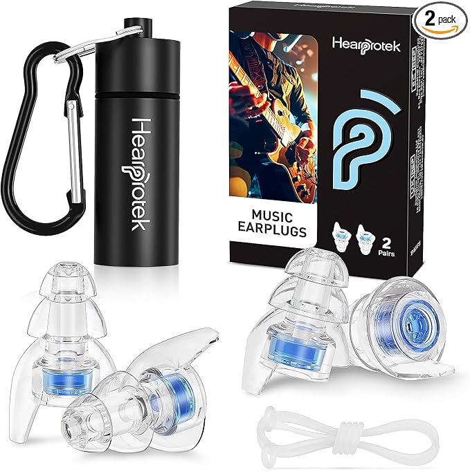 Hearprotek Concert Ear Plugs, 2Pairs Reusable high Fidelity Musician Ear Plugs by Hearprotek