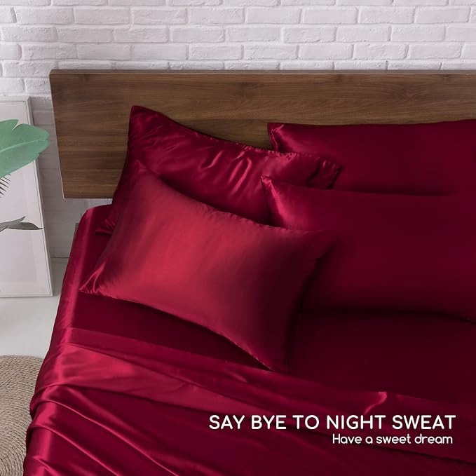MR&HM Satin Bed Sheets, King Size Sheets Set - Image 6