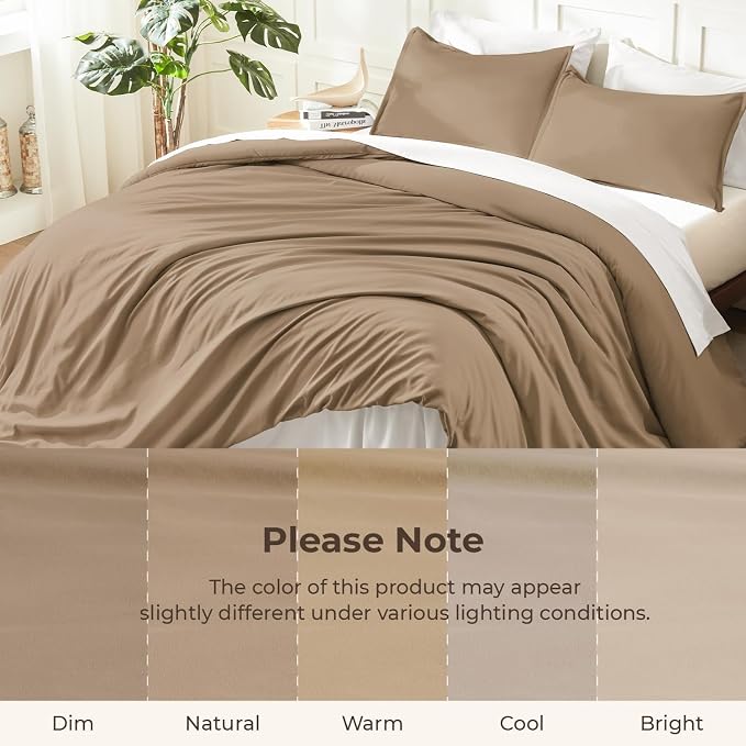Litanika Comforters Taupe Oversized King Size, 3 Pieces Lightweight Solid - Image 8