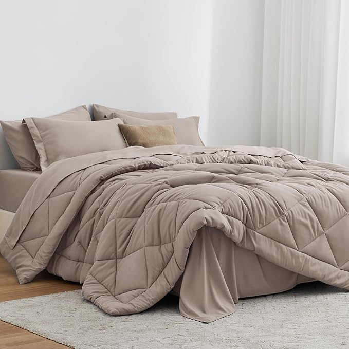 Love's cabin California King Comforter Set Burlwood, 7 Pieces California King by Lovescabin