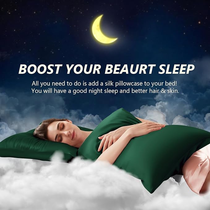 Silk Pillow Cases 2 Pack Standard Size Mulberry Silk Pillowcase Set of 2 - Image 3