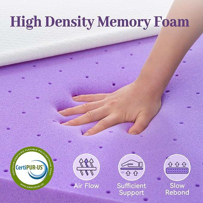 SINWEEK 3 Inch Gel Memory Foam Mattress Topper Full XL Size, Ventilated High - Image 5