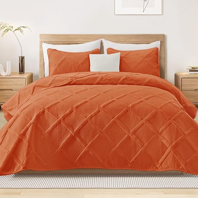 Exclusivo Mezcla King Quilt Set- Burnt Orange Quilts Bedding Set by ExclusivoMezcla
