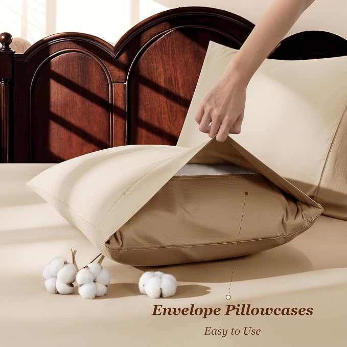 LBRO2M 100% Cotton Sheets Set Deep Pocket 19", 1000 Thread Count Full Size 4 - Image 6