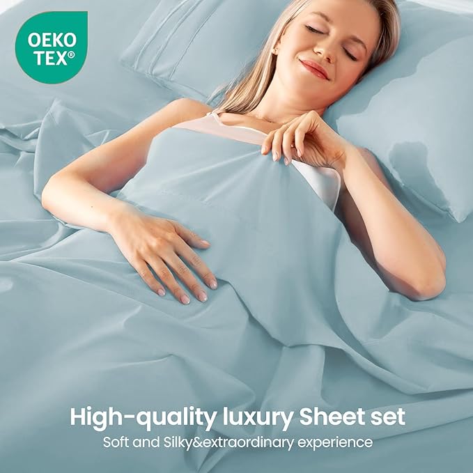 ROSE&RISY White Full Sheet Set, 4 Pieces Soft Bedding Full Sheet Set, - Image 3
