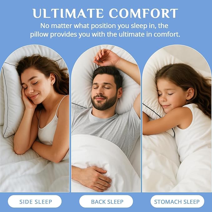 JOLLYVOGUE Pillows Queen Size Set of 4, Collection Bed Pillows - Image 7